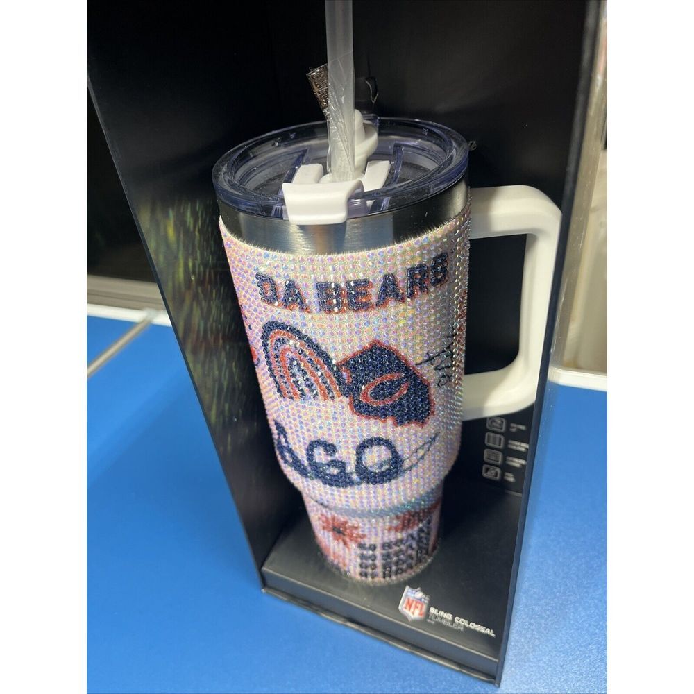 NEW! NFL Bling Colossal Rhinestone Tumbler / Chicago Bears Licensed 46 OZ - Picture 3 of 5